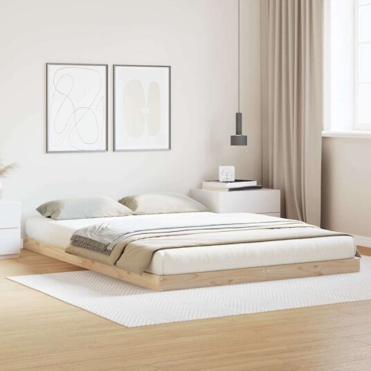Gulvsengramme Hvit 160x220 cm Massivt Tre Furu