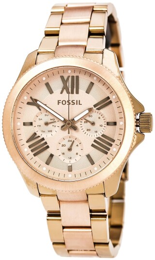 Fossil Herreklokke AM4634 Cecile Beige/Rose gulltonet stål Ø40 mm