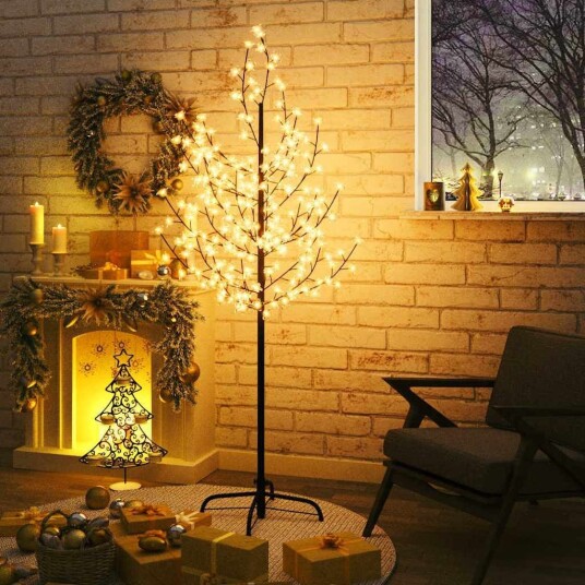 vidaXL LED-tre kirsebærblomst varmhvit 200 lysdioder 180 cm