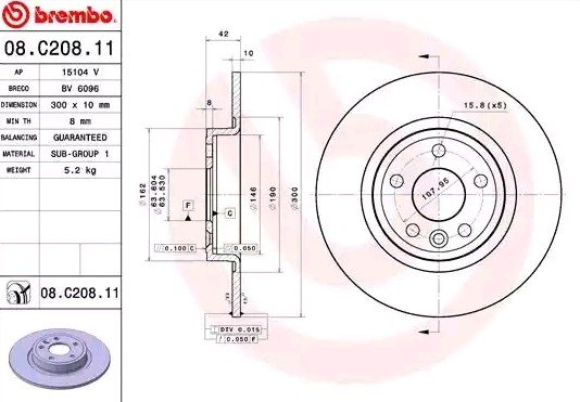 Bremseskive BREMBO 08.C208.11