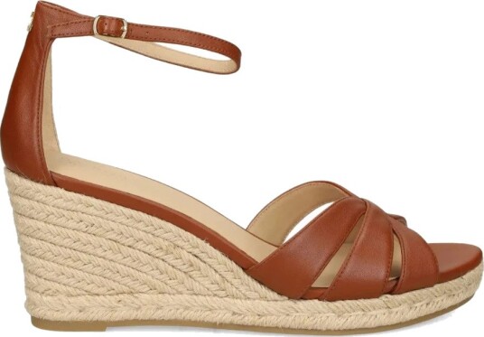 Lauren Ralph Lauren Nellie Espadrille Hæl Sandaler i Skinn, Brun, Størrelse 39