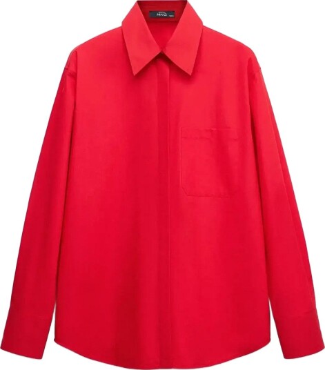 Mango Poplin Shirt With Pocket RED XS Mango Poplin Shirt With Pocket RED XS