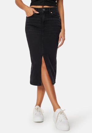 Happy Holly Denim Midi Slit Skirt Black 46