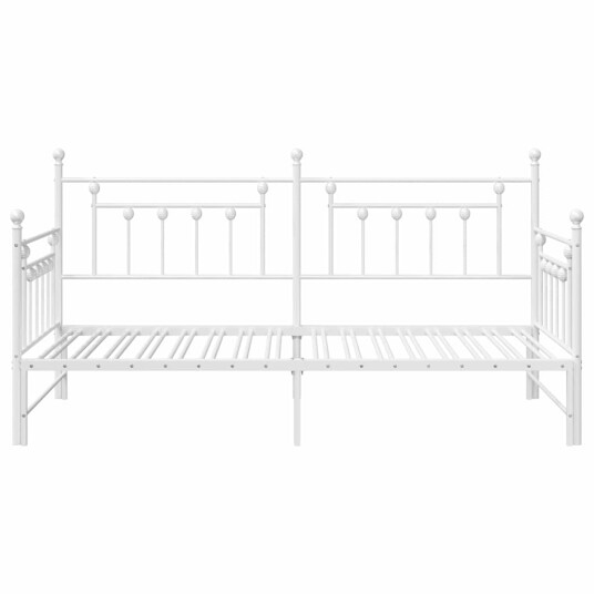 Dagbedramme med uttrekksseng Hvit 90x190 cm Stål