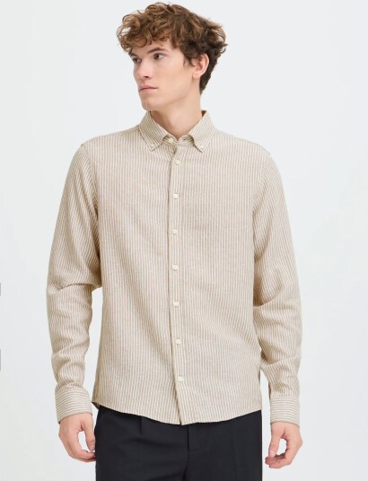 Casual Friday Cfhanes Linen Mix Ls Shirt Beige S