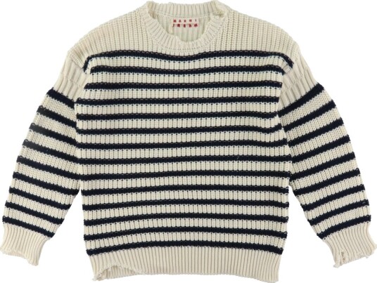 Marni Genser Strikk Off White/Marine Stripet Marni 8 år 128 Genser Blå Hvit