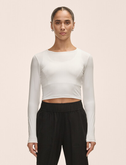 Casall Graphic Crop Long Sleeve - White - M