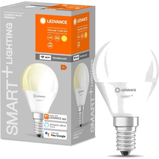 Ledvance Smart+ lyskilde, krone 5W, 2700K, E14, WiFi, matt