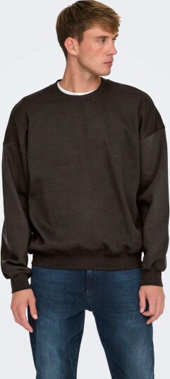 ONLY & SONS Onsturner Life Vtg Crew Neck Sweat Noos   Brown   XXL