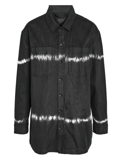NOISY MAY Nmalva L/S Tie Die Denim Shacket Vi490Bl - Black - XS
