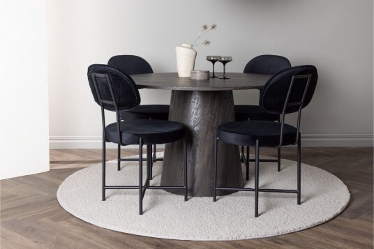 Venture Home Lanzo Spisegruppe 120 cm Rund med 4 Stella Stoler Sort