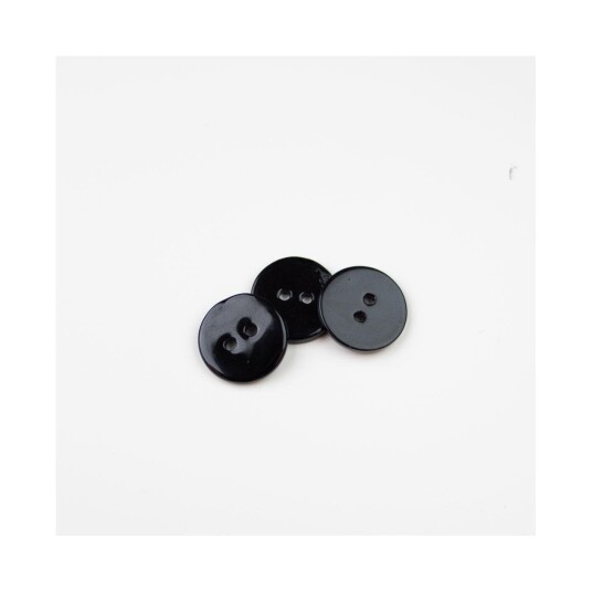 Tykk perlemorsknapp 15mm, sort