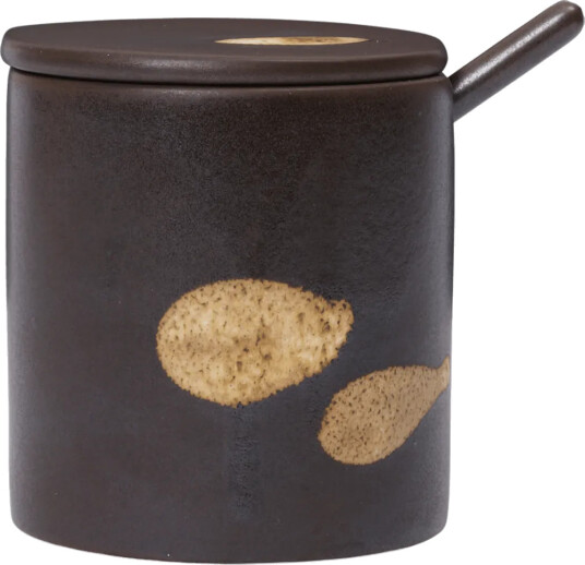 Ferm Living Koyo krukke med skje Dark brown buff