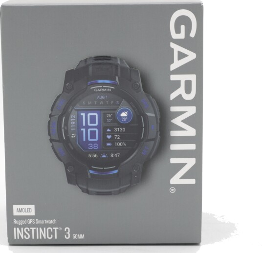 Garmin Instinct 3   50 mm Amoled Black With Black/Bolt Blue Silicone Band Black With Black/Bolt Blue Silicone Band one_size