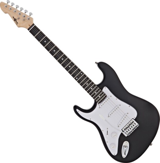 Gear4Music LA Venstrehendt Elektrisk Gitar Svart