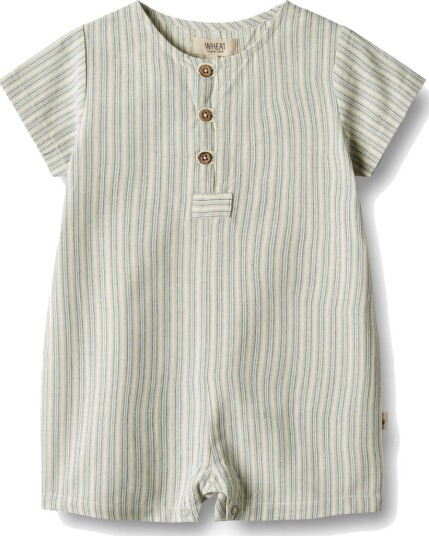 Wheat Playsuit Niller Aquablue Stripe (62 / 3 mnd)