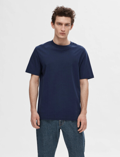 Selected Slhcolman Ss O-Neck Tee Noos - Navy - L