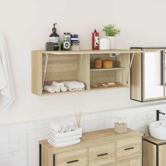 Veggskap til baderom sonoma eik 100x25x40 cm konstruert tre