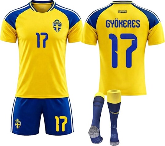 Mub- 2026 VM Sverige Hjemme Fotballtrøye Voksne Barn 17 Gyökeres