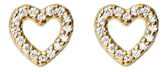 Muli Collection Zirconia Heart Studs Gold