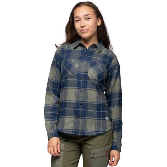 Bergans Nordmarka Flannel Shirt Women Green Mud/Navy Blue Check Bergans Nordmarka Flannel Shirt Women Green Mud/Navy Blue Check