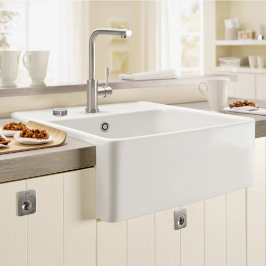 V&B Single Bowl Kjøkkenkum 595x630 mm, m oppl., Stone White m/C+