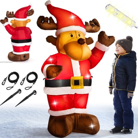 Deub Oppblåsbart reinsdyr med LED-lys – 135 cm
