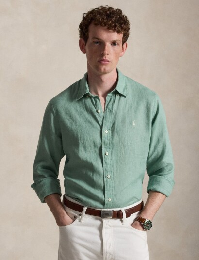 Polo Ralph Lauren Custom Fit Linen Shirt Green XXL Polo Ralph Lauren Custom Fit Linen Shirt Green XXL