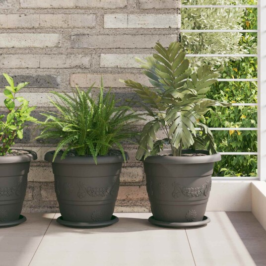 vidaXL Plantepotter 6 pcs Svart Ø 26 x 21.5 cm Plast