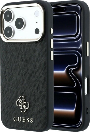 Guess Saffiano Small 4G MagSafe-etui til iPhone 18 Pro / 17 Pro - Svart