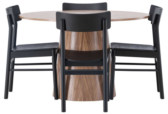 Venture Design Lanzo & Montros spisegruppe Svart/natur 4 stoler & bord 120 cm