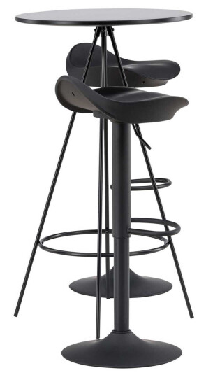 Venture Design Bistro & Adesto bargruppe Svart/svart 2 stoler & bord 60 cm