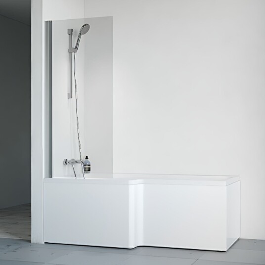 Macro Divine Badekar med Spirit dusjvegg 65 cm, Venstre, Krom/Klart Glass