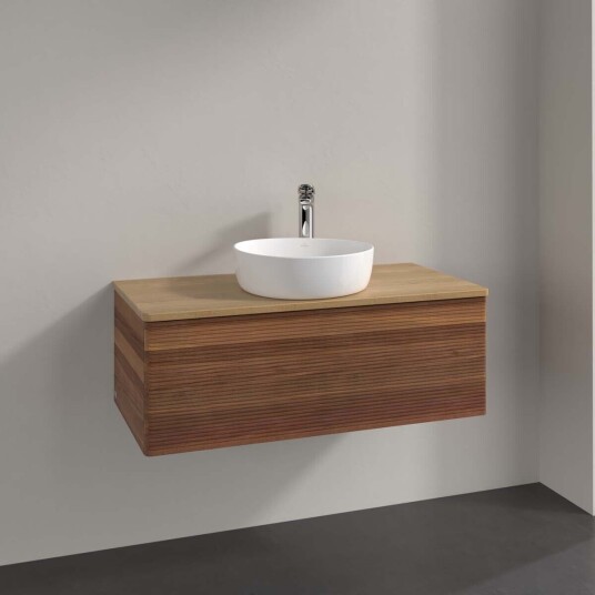 Villeroy & Boch Antao Servantskap med 1 skuff 100x50x36 cm u/lys Valnøtt/Eik Villeroy & Boch Antao Servantskap med 1 skuff 100x50x36 cm u/lys Valnøtt/Eik