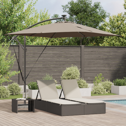 Kantilever bananparasol med lås Gråbrun 249 x 249 x 250 cm