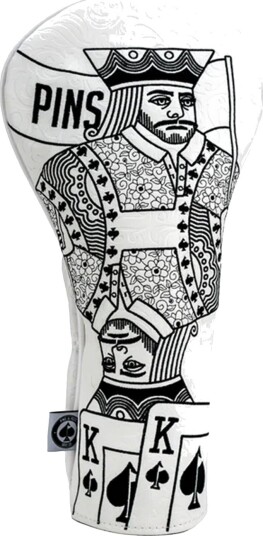 Pins & Aces Driver Headcover Headcover White King of Spades