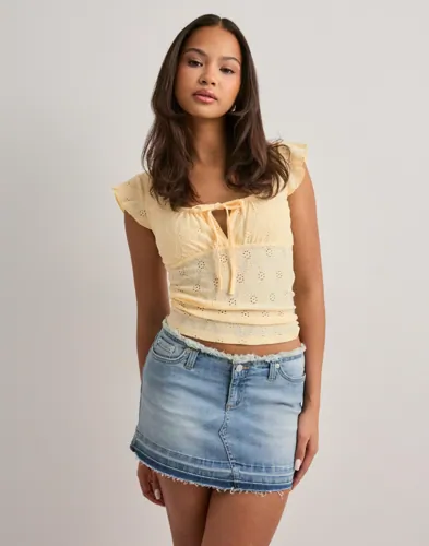 Nelly   Blå   No Waist Fringe Jeans Skirt