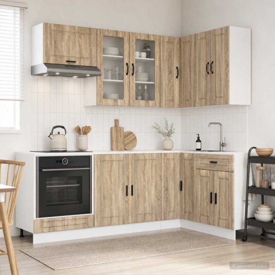 vidaXL Kjøkken enhet PORTO 8 pcs Sonoma eik Konstruert tre vidaXL Kjøkken enhet PORTO 8 pcs Sonoma eik Konstruert tre
