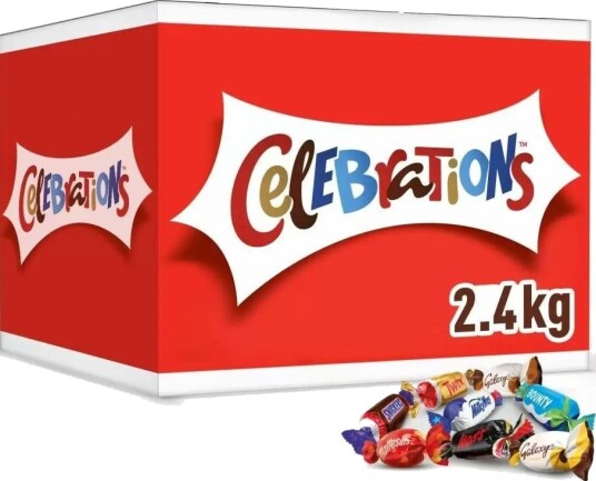 2,4 kg Celebrations   Stor Eske med Forskjellige Kjente Mini Sjokolader