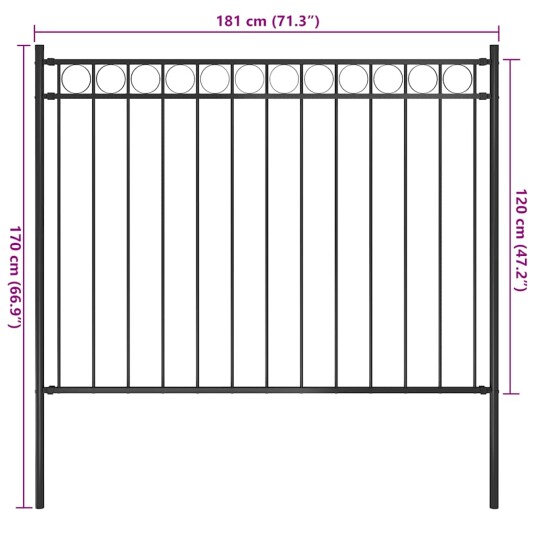 vidaXL Hagegjerde stål 1,7x1,2 m svart vidaXL Hagegjerde stål 1,7x1,2 m svart