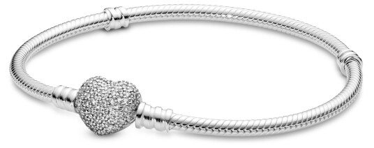 Pandora, Moments 925 sølvarmbånd med hjertelås, 18 cm Pandora, Moments 925 sølvarmbånd med hjertelås, 18 cm
