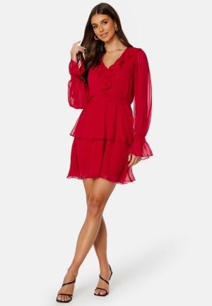BUBBLEROOM Cheyenne Frill Dress Red 38
