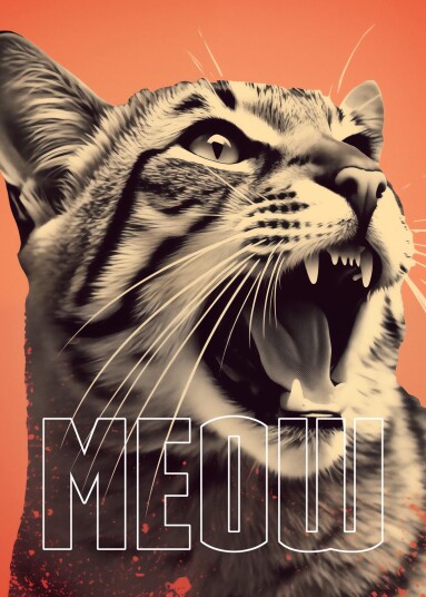 Namly Design Plakat Fryktinngydende Katt Meow POSTERHPUPMD