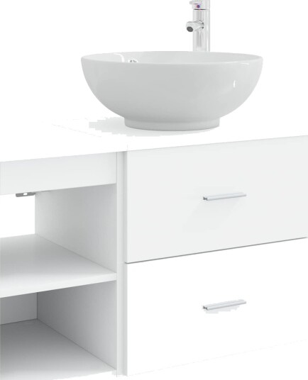 Baderomsinnredningssett 2 pcs Hvit Konstruert tre Baderomsinnredningssett 2 pcs Hvit Konstruert tre