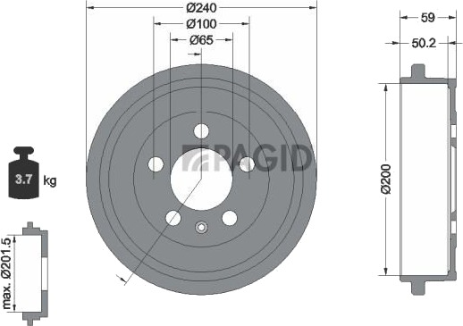 Bremsetrommel PAGID 61238N