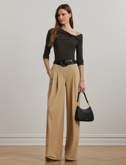 Lauren Ralph Lauren Geo-Print Jersey Off-The-Shoulder Top - Brown - S Lauren Ralph Lauren Geo-Print Jersey Off-The-Shoulder Top - Brown - S