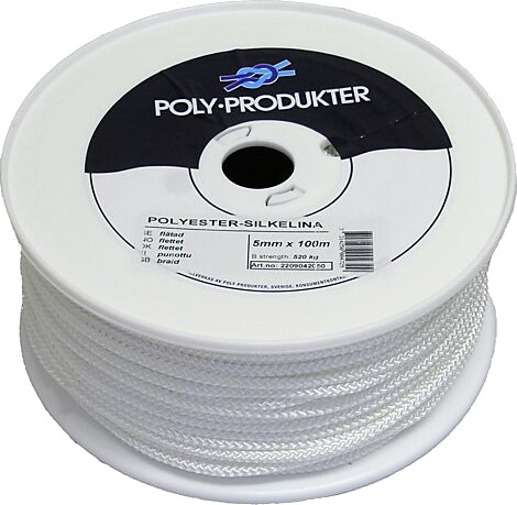 Poly produkter flettet polyesterline hvit 5.00mmx100 m Poly produkter flettet polyesterline hvit 5.00mmx100 m