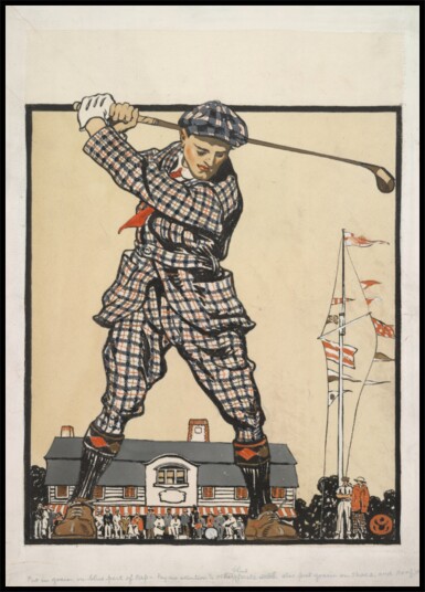 Man Swinging Golf Club 1915 Plakat / 100x150