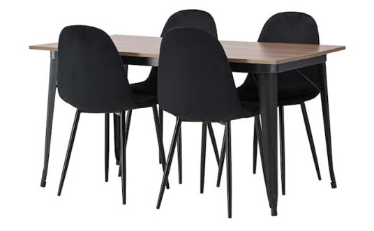Spisegruppe Venture Home Tempe 140 cm med 4 Polar Stoler Fløyel