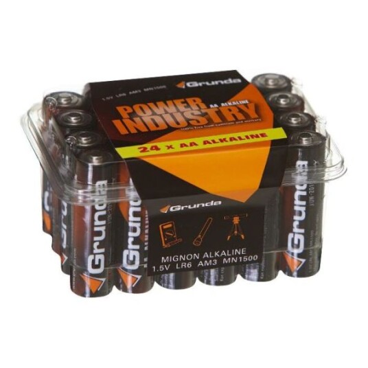 Grunda 0236-00208 Batteri alkalisk, AA, 24-pakning, Elfordeling & strømforsyning